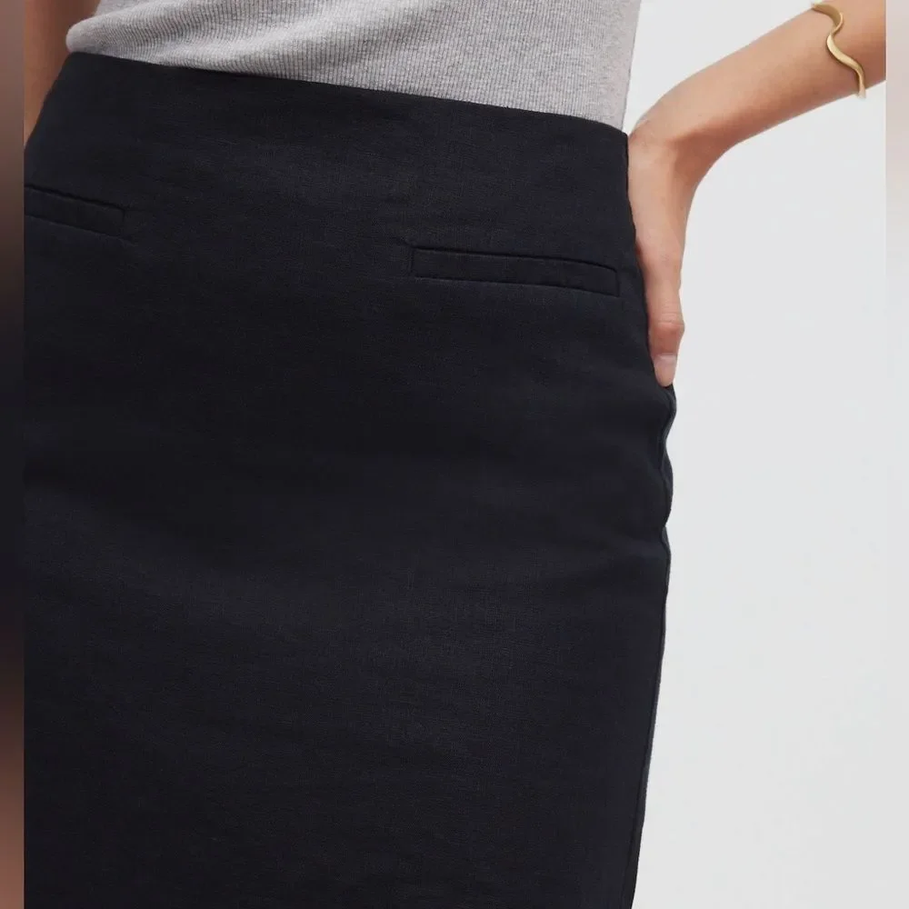 Talbots Wool Blend Black Pencil Skirt Womens 12 Academia Preppy Office Classic